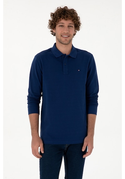U.S. Polo Assn. Erkek Regular Fit Polo Yaka İndigo Basic Sweatshirt 50315941-VR028