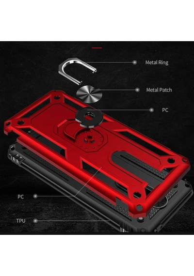 Xiaomi Poco X2 Kılıf Sert Silikon Yüzüklü Stand Özellikli Kapak