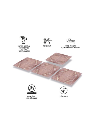 Tink Kendinden Yapışkanlı Mermer 020 Desenli Pvc Karo 30x30 Cm