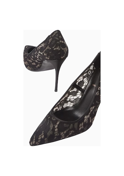 Castle Black Black Suede Studio Gia 100 Dantel Ve Saten, Siyah Ince Topuklu Stiletto Ayakkabı Topuklu Ayakkabı 39