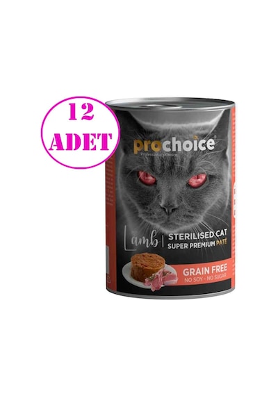 Pro Choice Kuzu Etli Tahılsız Pate Kısır Kedi Konservesi 12 x 400 G