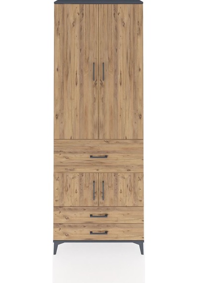 Arges Dolap 5 Raflı 3 Çekmeceli 4 Kapaklı 88x30x243 Antrasit-çam Antrasit