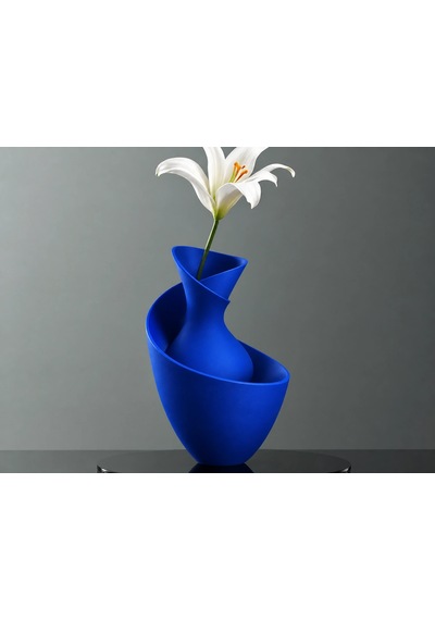 3d Baskı Bold Vazo - Akışkan Formlu Dekoratif Vazo-mavi