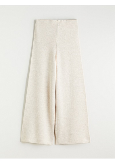 Lcw Modest Ekru Beli Lastikli Geniş Paça Kadın Triko Pantolon