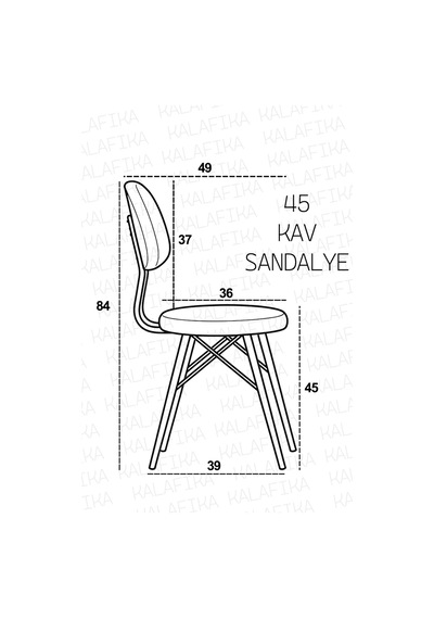 Kav Mutfak Sandalyesi, Yemek, Bahçe, Kafe, Modern Sandalye - Siyah Deri