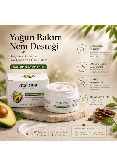 Avokado & Kafein Göz Çevresi Bakım Kremi 50 Ml Nemlendirici & Kırışıklık Karşıtı