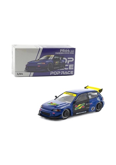 Pop Race Honda Civic Eg6 Pandem Blue Sunoco 365 1/64