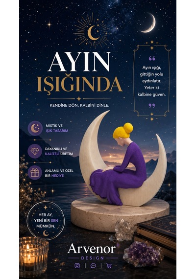 Ayın Işığında 15cm Karanlıkta Parlar Dekoratif Biblo 3d Baskı 20x20