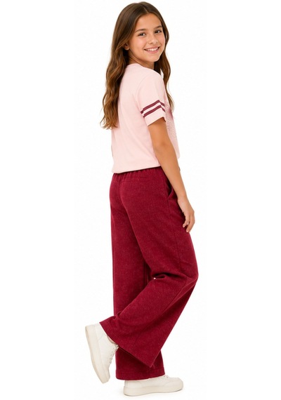 İrem Kız Çocuk Kendinden Simli Kumaş Beli Lastikli Cepli Geniş Paça Model Bordo Renk Eşofman Altı İrem Kız Çocuk Kendinden Simli Kumaş Beli Lastikli Cepli Geniş Paça Model Bordo Renk Eşofman Altı