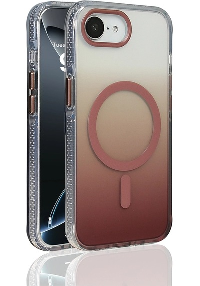 Apple Uyumlu iPad iPhone 16e Kılıf M-safe Şarj Özellikli Transparan Renk Geçişli Zore Toros Kapak Rose Gold