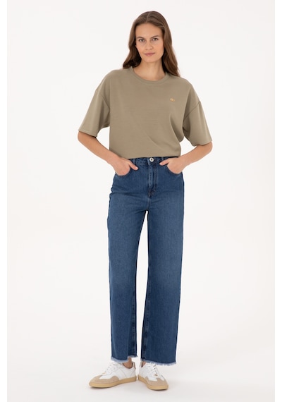 U.S. Polo Assn. Kadın Mavi Loose Cropped Jean Pantolon 50308093-DN0022