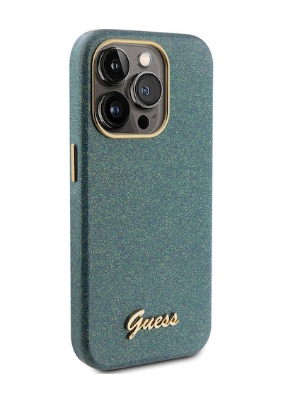Apple Uyumlu iPhone 15 Pro Max Kılıf Guess Lisanslı Yazı Logolu Glitter Glossy Script Kapak Lila