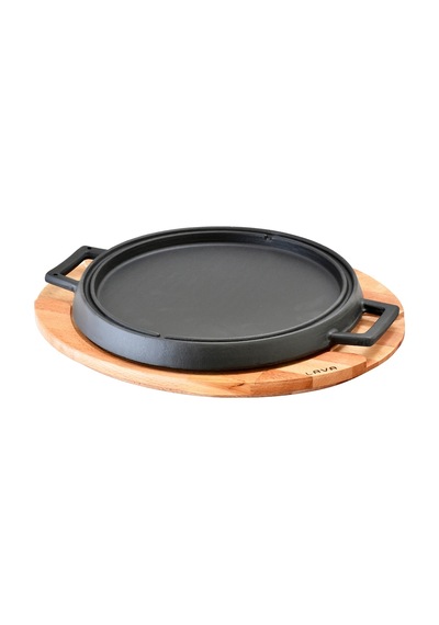Lava Döküm Yuvarlak Griddle Çift Yön Izgara Tavası Metal Kulplu