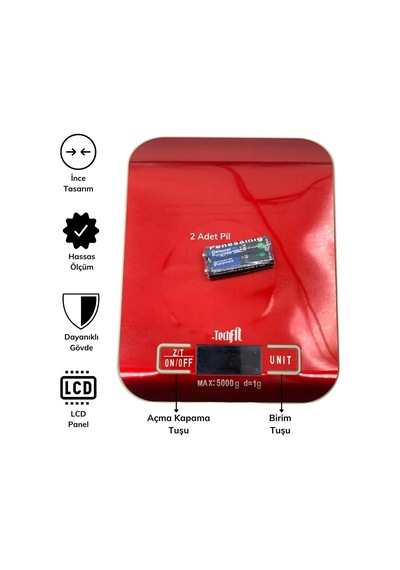 Tf 1002 Hassas Ölçümlü Maksimum 5 Kg Kapasiteli Led Ekran Platin Dijital Mutfak Tartısı 4455 - Gri