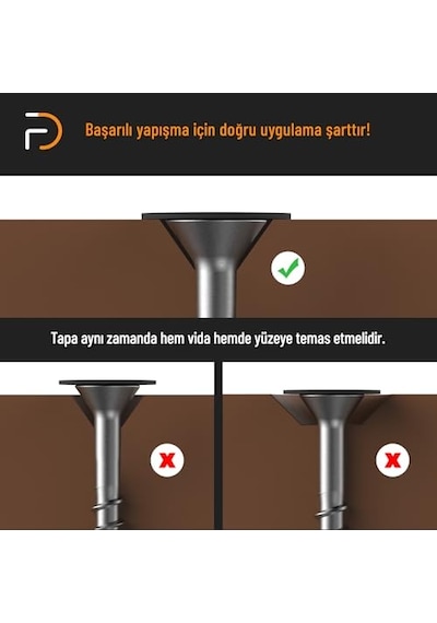 Furndıy Vida Çivi Gizleyici Tapa 21mm X 50 Parça Çivi Ve Vida Deliği İçin Gizleyici Sticker Kendinden Yapışkanlı Vida Tapası Beyaz