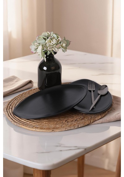 Mat Siyah Bloom Kayık Tabak 31 Cm 2 Adet 956 Çok Renkli