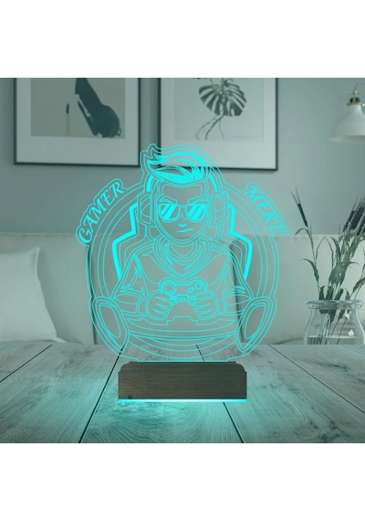 Luvivia Oyuncu Gamer Tasarım Kişiye Özel 3d Lamba - Masa Gece Lambası Şeffaf