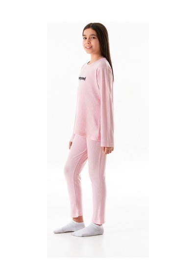 Unsurpassed Baskılı Kız Çocuk Pijama Takımı 25kcck726126245-pudra Pudra