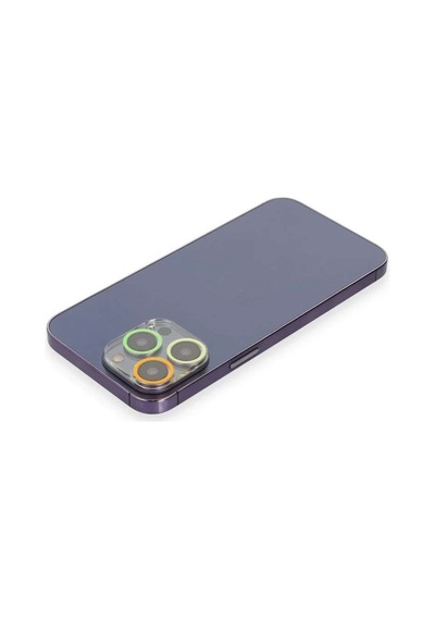 İphone 12 Pro Renkli Kamera Lens Koruma Cam - Sarı-turuncu Diğer