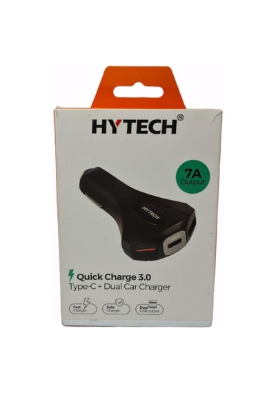 Hytech Hy-Xq55 Type-C + Çift Usb Çıkışlı Çakmak Şarj 7A Siyah