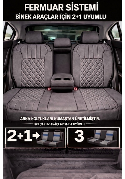 Fiat Egea Cross 2020 Ve Sonrası Uyumlu Zerafet Serisi Gri Siyah 5'li Ortopedik Koltuk Minderi 41626941
