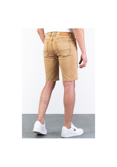 HLT Jeans Erkek Bej Melanj Slim Kesim Comfort Likralı Denim Esnek Jeans Kot Şort Thomas-Desert 001