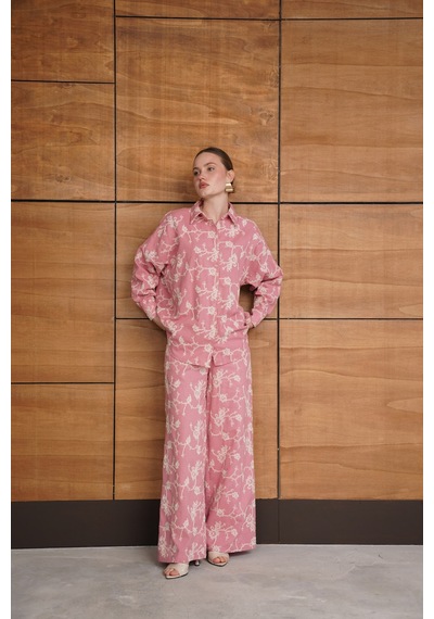 Verymoda Süzüne Nakışlı Pantolon F1927 Pembe