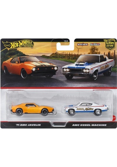 1:64 Hot Wheels Premium Car Culture 2'li Paket 71 Amc Javelın & Amc Rebel Machıne Hbl96 - Jbl06 Çok Renkli