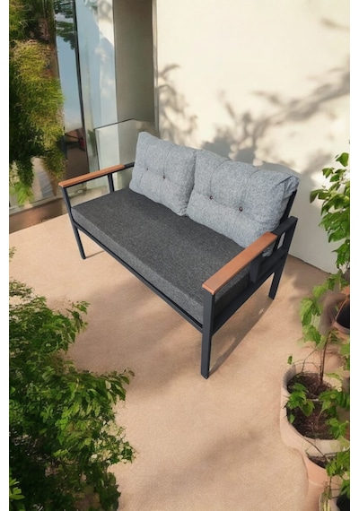 Pimango Pi Elize Tekli Bahçe Balkon Mobilyası 2'li 60 x 120 CM Antrasit - Gri Anrasit - Gri