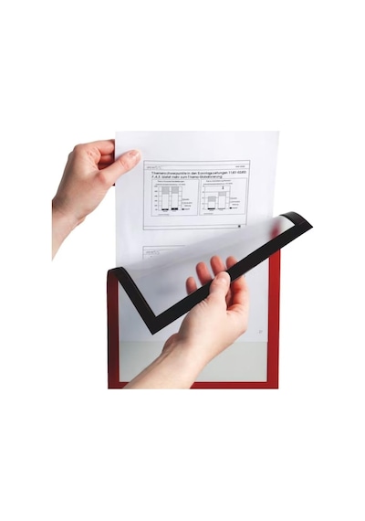 5 Adet Mıknatıslı Şömiz Manyetik Evrak Tutucu Şeffaf Magnet Şömiz Dosya 21x30cm A4 - Kırmızı Kenarlı