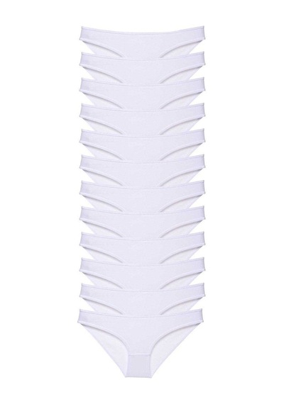 12 Adet Süper Eko Set Likralı Kadın Slip Külot Beyaz Standart