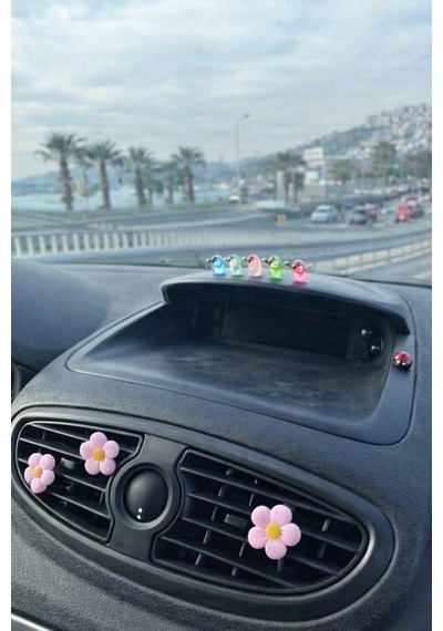 3lü Pastel Pembe Papatya Çiçeği Araba Klima Süsü Klips Süslemeleri Araç Içi Araç Aksesuar