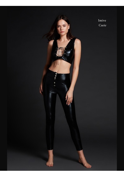 İntive Lingerie Intive Fantasy Siyah Lame Kumaş Pantolonu Arkadan Bağlamalı Brale