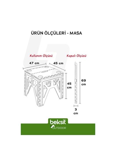 Outdoor Herkül D Katlanır Masa Antrasit Antrasit Antrasit