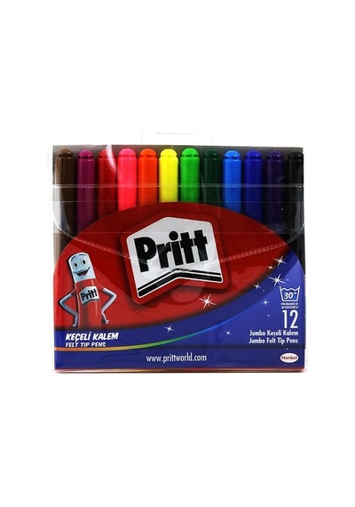 Pritt Jumbo Kalın Uçlu 12 Renk Keçeli Kalem Boya