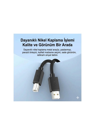 Type-a To Type-b Usb 2.0 Yazıcı Kablosu 5mtr Printer Tarayıcı, Fotokopi İçin Kare Uçlu Veri Kablosu