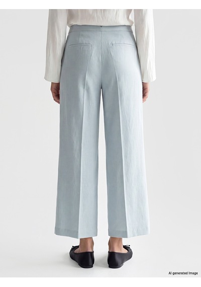 Lcw Modest Mavi Loose Fit Kadın Pileli Kumaş Pantolon