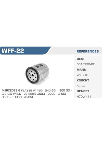 WINKEL WFF-22 WINKEL BENZİN FİLTRESİ MERCEDES 200 240 300 407 SER