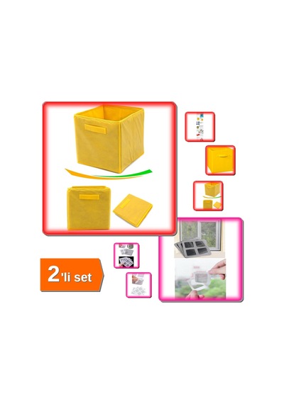 Dolap İçi Düzenleyici Kutu Sarı + 15 Adet Yapışkanlı Onarım Tamir Sineklik Bandı - 2li Set H3f5q3 Belirtilmemiş