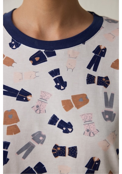 Penti Açık Pembe Pijama Time Bisiklet Yaka Pamuklu Uzun Kollu Pijama Takımı
