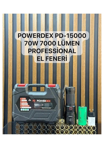 Powerdex Pd-15000 70w Zoomlu Profesyonel El Feneri Siyah