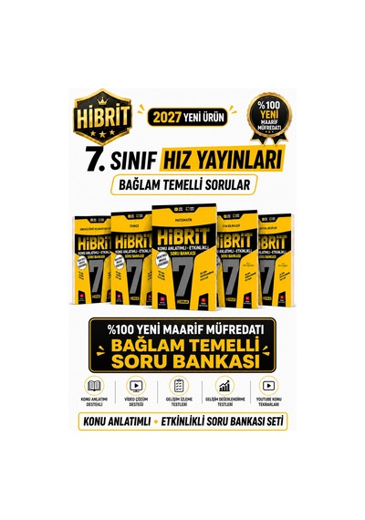 Hız 2027 7.sınıf Hibrit Mat-tür-fen-sos-din Konu Anlatımlı Etkinlikli Bağlam Temelli Soru Bankası Seti