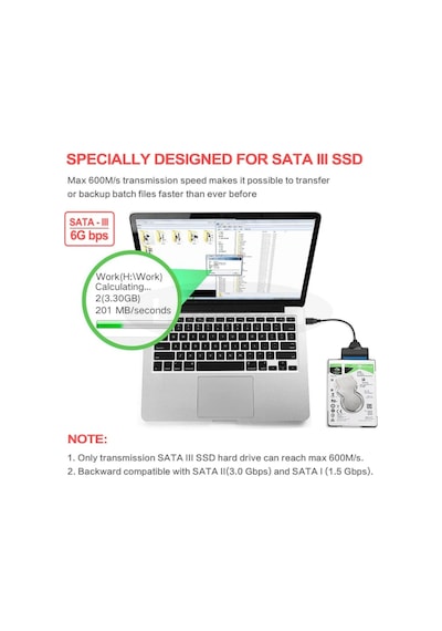 Usb 3.0 2.5 Inç Sata 4706A Ssd Hdd Hard Disk Kutu Kablosu 50Cm
