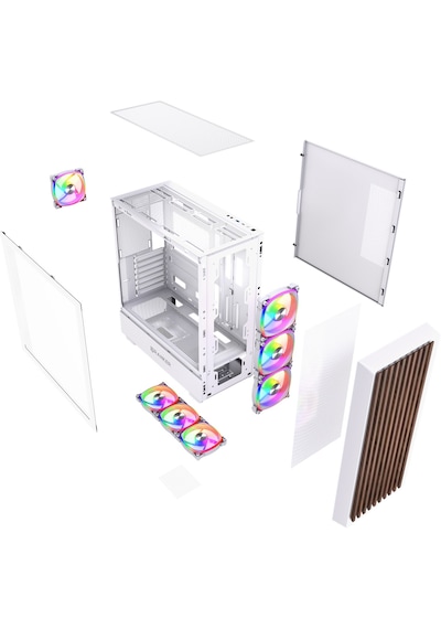 Ranker Lyra Wood White Argb Tempered Glass Usb 3.0 Type-c Atx Mid Tower Kasa