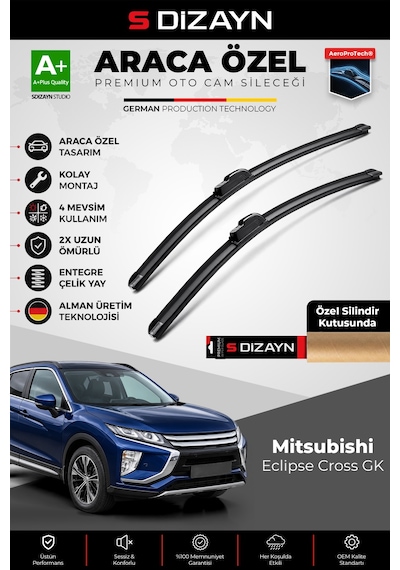 S-dizayn Mitsubishi Eclipse Cross Gk Ön Cam Silecek Seti 2017 Üzeri Premium Araca Özel 60-50 Cm A+ Kalite