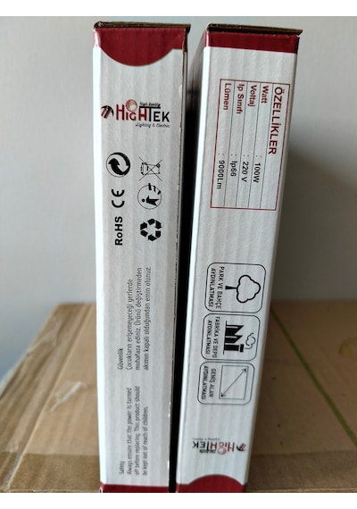 100 Watt Led Projektör Beyaz Işık 9000 Lümen Ip66 Slim Siyah Kasa