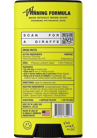W Labs Original Antiperspirant Stick Deodorant 74gr