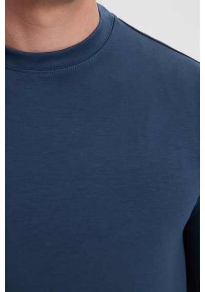 Tudors Erkek Relax Fit Rahat Kesim Uzun Kollu Ekstra Yumuşak Bisiklet Yaka Koyu Petrol Sweatshirt-41978 Koyu Petrol