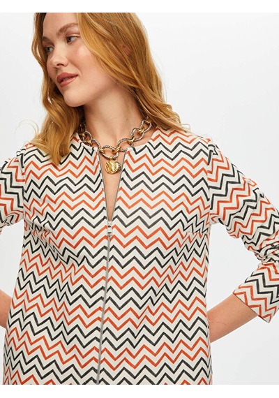 Zigzag Desen Örme Ceket S25ckt024 Us25ckt02473 Ekru