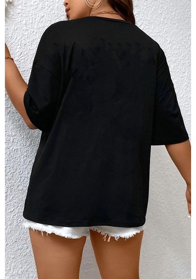 Unisex Over Thinking Baskılı T-shirt Siyah